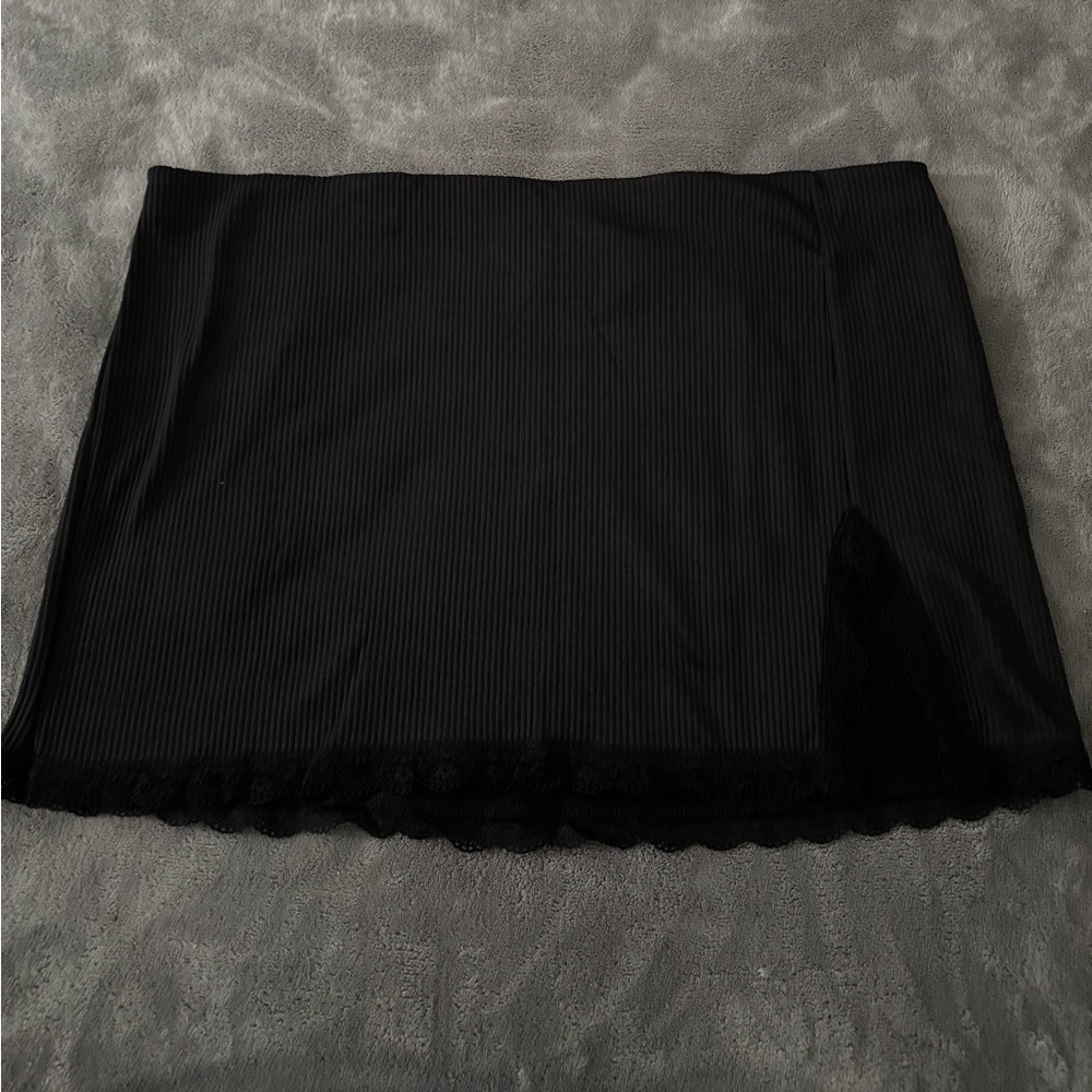 Black lace mini skirt